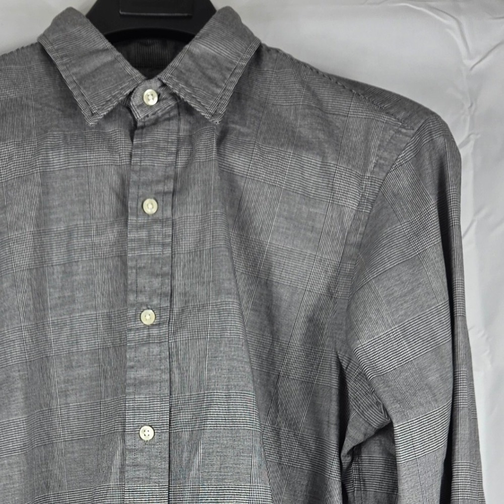 Polo Ralph Lauren Mens Classic Fit Glen Plaid Button Down Shirt Grey White Med